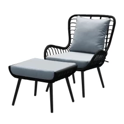 Royal Seasons COCOON Vlinderstoel Met Voetensteun Zwart